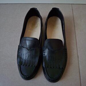 Cole Haan Women's Black Leather Fringe Loafers